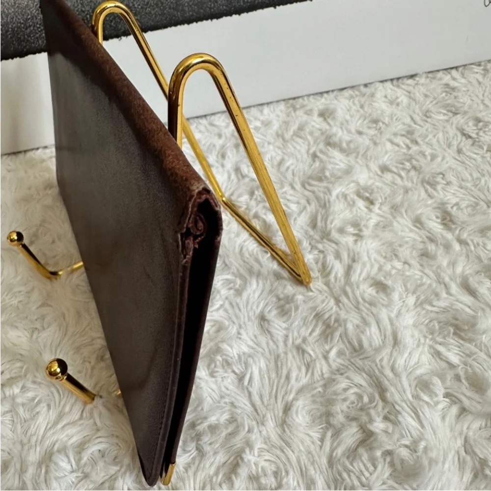 Cartier Brown Leather Wallet with Gold Trim